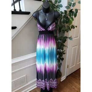 Nicola Bertti Long Maxi Dress Womens Small Tie Dye Empire Waist Lined Sleeveless
